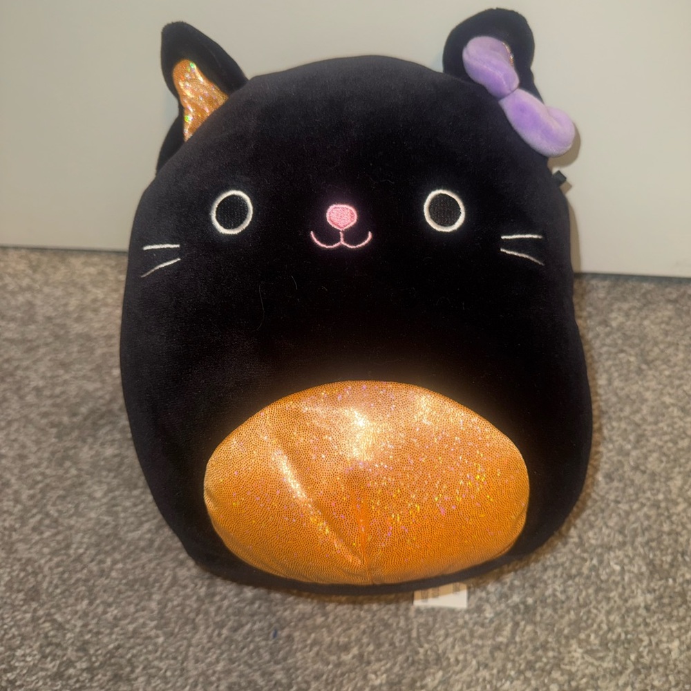 Claire's Black Cat Plush with Purple Accents